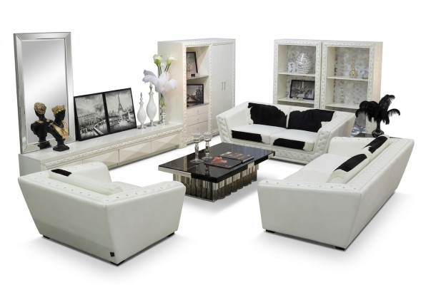 Ensemble de canapé Chesterfield 3+2+1 places Fauteuil canapé en cuir avec peau de poney.