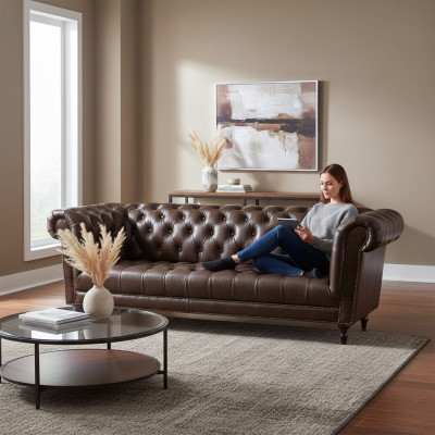 Canapé 4 places Chesterfield Luxe 245cm Canapé en cuir Canapés Meubles