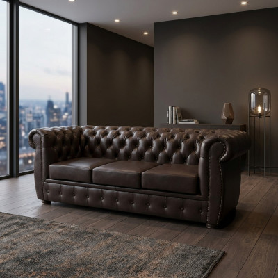Canapé Chesterfield Canapé en cuir Canapé 3 places Marron Original Sofas