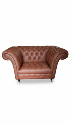 Fauteuil club Chesterfield en cuir de luxe Siège en cuir Brauner Moderne