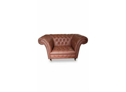 Fauteuil club Chesterfield en cuir de luxe Siège en cuir Brauner Moderne