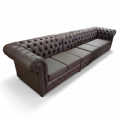 Chesterfield Grand Canapé Canapés Canapé en Cuir xxl Grands Canapés Marron Canapé 6 Places