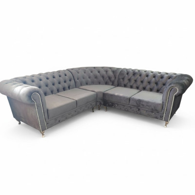 Chesterfield Canapé d'angle en forme de L Design Tissu Canapé d'angle en tissu