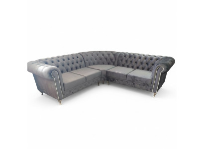 Chesterfield Canapé d'angle en forme de L Design Tissu Canapé d'angle en tissu