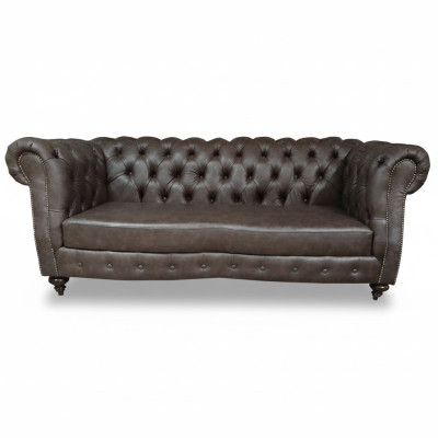 Canapé 3 places Chesterfield Canapé Cuir véritable Canapés Marron Meubles