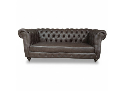 Canapé 3 places Chesterfield Canapé Cuir véritable Canapés Marron Meubles
