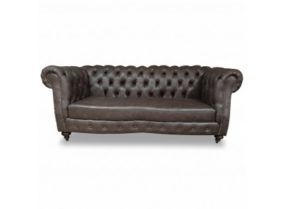 Canapé 3 places Chesterfield Canapé Cuir véritable Canapés Marron Meubles