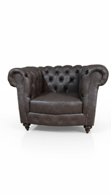 Canapé Chesterfield Fauteuil 1 Place en Cuir Siège Lounge Luxueux Single Seater