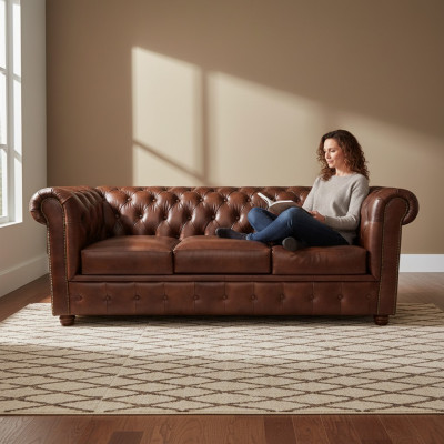 Canapé Chesterfield de luxe 3 places Canapés Canapés 230cm Tissu