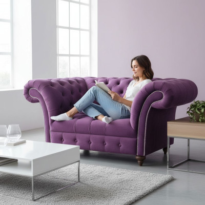 Fauteuil Chesterfield 1 place en tissu fauteuil fauteuil canapé lounge meubles