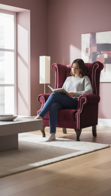 Fauteuil ailé Chesterfield en velours rouge Canapé 1 place Moderne