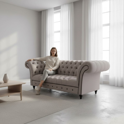 Canapé Chesterfield Trois places Canapés Rembourrage Textile Moderne