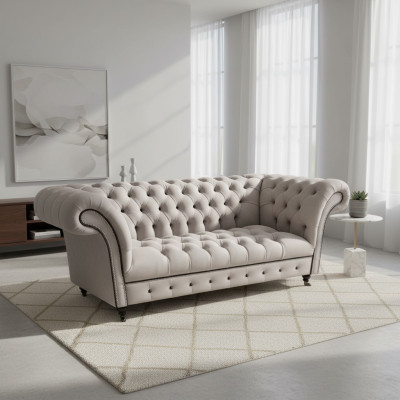 Canapé Chesterfield Trois places Canapés Rembourrage Textile Moderne