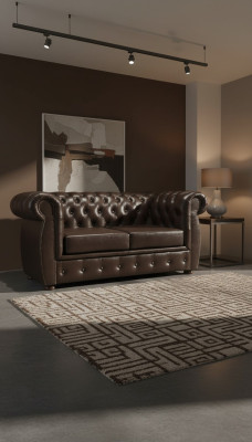 Canapé Chesterfield 2 places Canapé de luxe Canapé deux places Mobilier marron Canapés