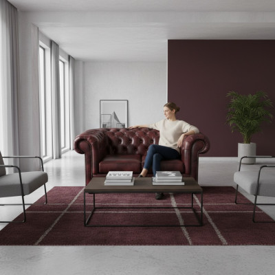 Canapé Chesterfield 2 places en cuir Lounge Canapés Canapés Marron Moderne