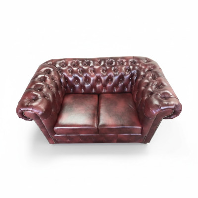 Canapé Chesterfield 2 places en cuir Lounge Canapés Canapés Marron Moderne
