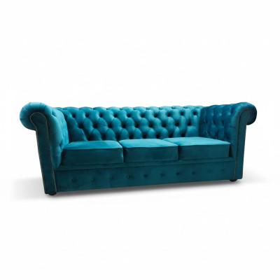 Canapé Chesterfield 3 places Canapés en tissu bleu Canapés modernes