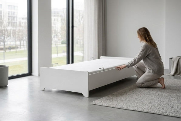 Lit Blanc Chambre d'enfant Chambre d'enfant Lits Bois Lit en bois 100x200cm