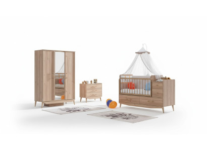 Chambre d'enfant Chambre complète Lit bébé Armoire Commode 3 pièces.