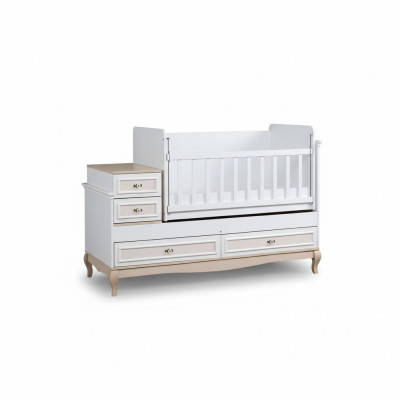 Lit de bébé Lit d'enfant Ensemble de lit Tiroir Blanc dans la chambre d'enfants moderne