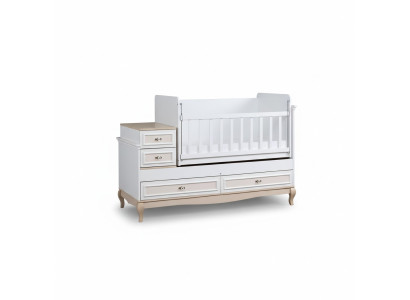 Lit de bébé Lit d'enfant Ensemble de lit Tiroir Blanc dans la chambre d'enfants moderne