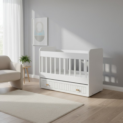 Lit de bébé Lit pour enfants Ensemble de lit tiroir Blanc de style pour la chambre d'enfant