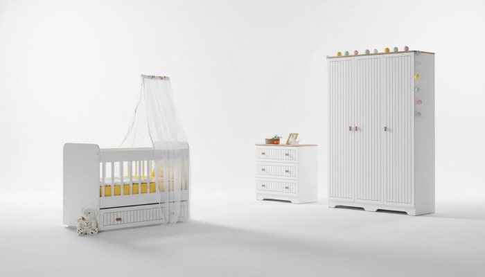 Chambre bébé complète Armoire Lit Chambre d'enfants Commode Bébé 3 pièces.