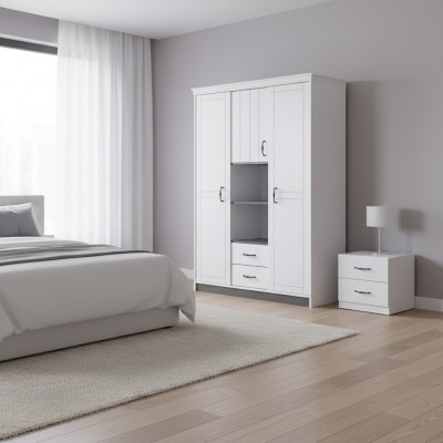 Mobilier de chambre Armoire de maison de campagne en bois Armoire blanche Armoires nobles