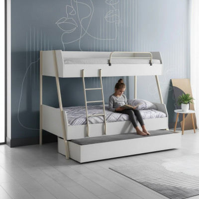 Lit de jeunesse Blanc Lit pour enfants Design Lit moderne Chambre d'enfants Meubles
