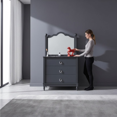 Commode avec miroir moderne noir avec tiroirs Commode avec chambre