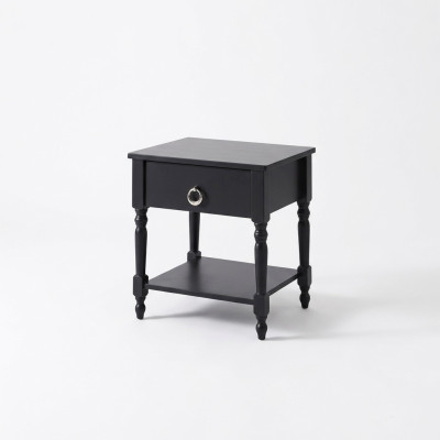 Table de chevet moderne en bois gris dans la chambre à coucher, conceptions de consoles de nuit.