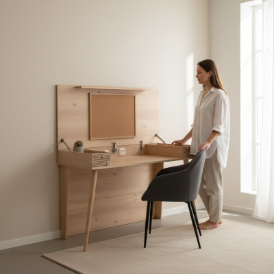 Secrétaire bureau Table 130x60x152 Bureaux Tables Mobilier Bois Ordinateur