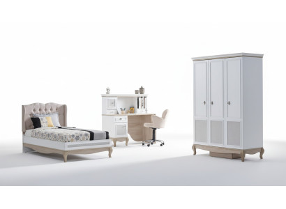 Chambre d'enfants Jeunesse Lit + Bureau + Armoire 3 pièces