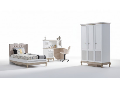 Chambre d'enfants Jeunesse Lit + Bureau + Armoire 3 pièces