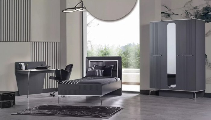Design Ensemble de chambre de jeunesse Armoire Lit Bureau 3 pièces.