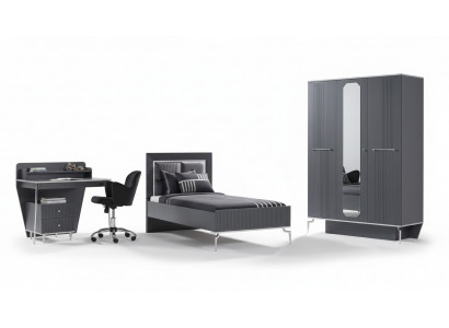 Design Ensemble de chambre de jeunesse Armoire Lit Bureau 3 pièces.