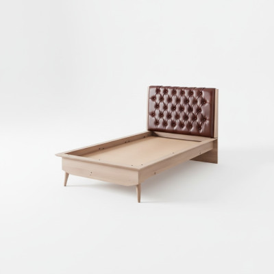 Lit Loft en bois Chesterfield 100x200cm Cadre de lit avec tête de lit rembourrée
