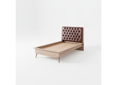 Lit Loft en bois Chesterfield 100x200cm Cadre de lit avec tête de lit rembourrée