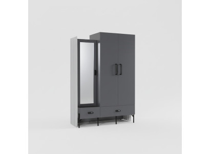 Armoire Gris Porte-manteau Armoires Chambre Bois Mobilier Ameublement 134cm