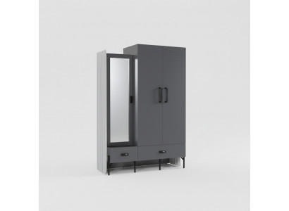 Armoire Gris Porte-manteau Armoires Chambre Bois Mobilier Ameublement 134cm