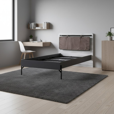 Lits pour adolescents Lit simple Lit gris Mobilier de chambre Lit simple