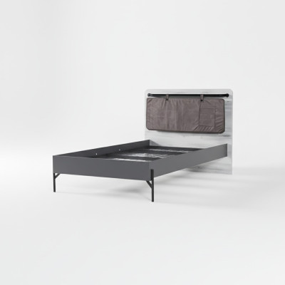 Lits pour adolescents Lit simple Lit gris Mobilier de chambre Lit simple