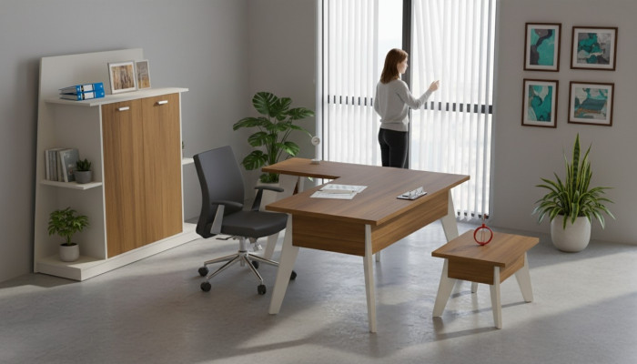 Bureau d'angle Table Armoire Tiroir Table basse Armoire Mobilier Bureau 3 pièces.