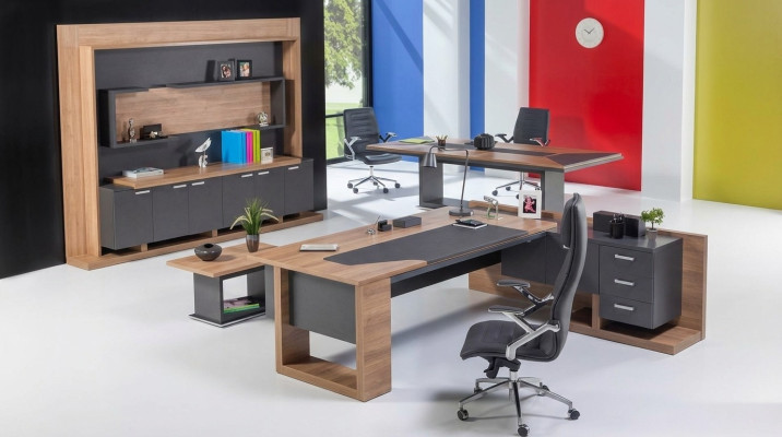 Bureau Mobilier de bureau Bureau d'angle Table basse Classeur Ensemble de 3 pièces.