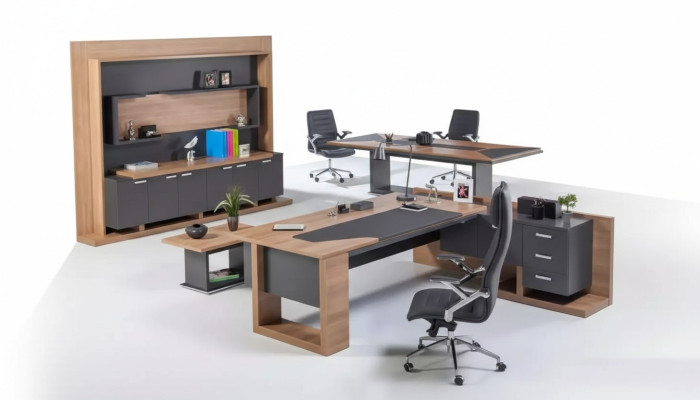 Bureau Mobilier de bureau Bureau d'angle Table basse Classeur Ensemble de 3 pièces.