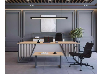 Mobilier de bureau gris clair Ensemble de meubles de bureau Table Bureau Armoire 3 pièces
