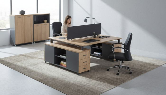 Bureau 6 tiroirs Mobilier de bureau moderne Table en bois de luxe
