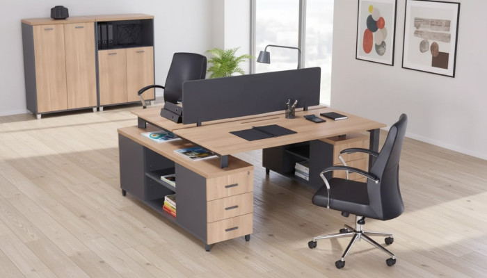 Bureau 6 tiroirs Mobilier de bureau moderne Table en bois de luxe