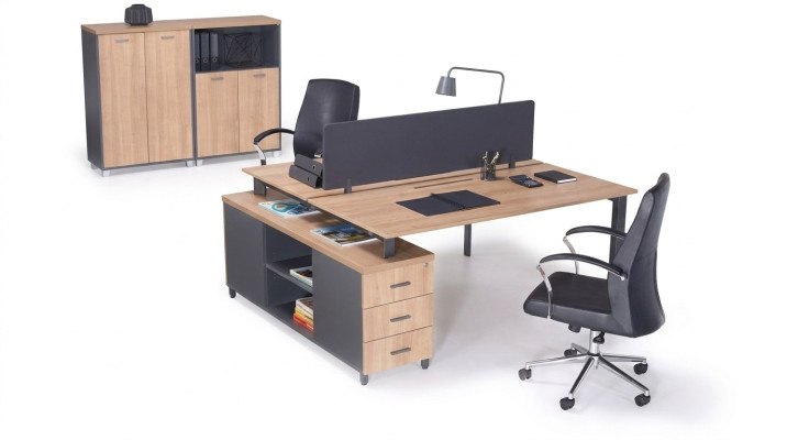 Bureau 6 tiroirs Mobilier de bureau moderne Table en bois de luxe