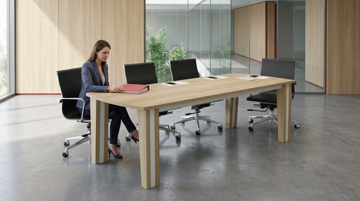 Grand table en bois, tables de réunion, table de conférence de luxe, mobilier de bureau, moderne